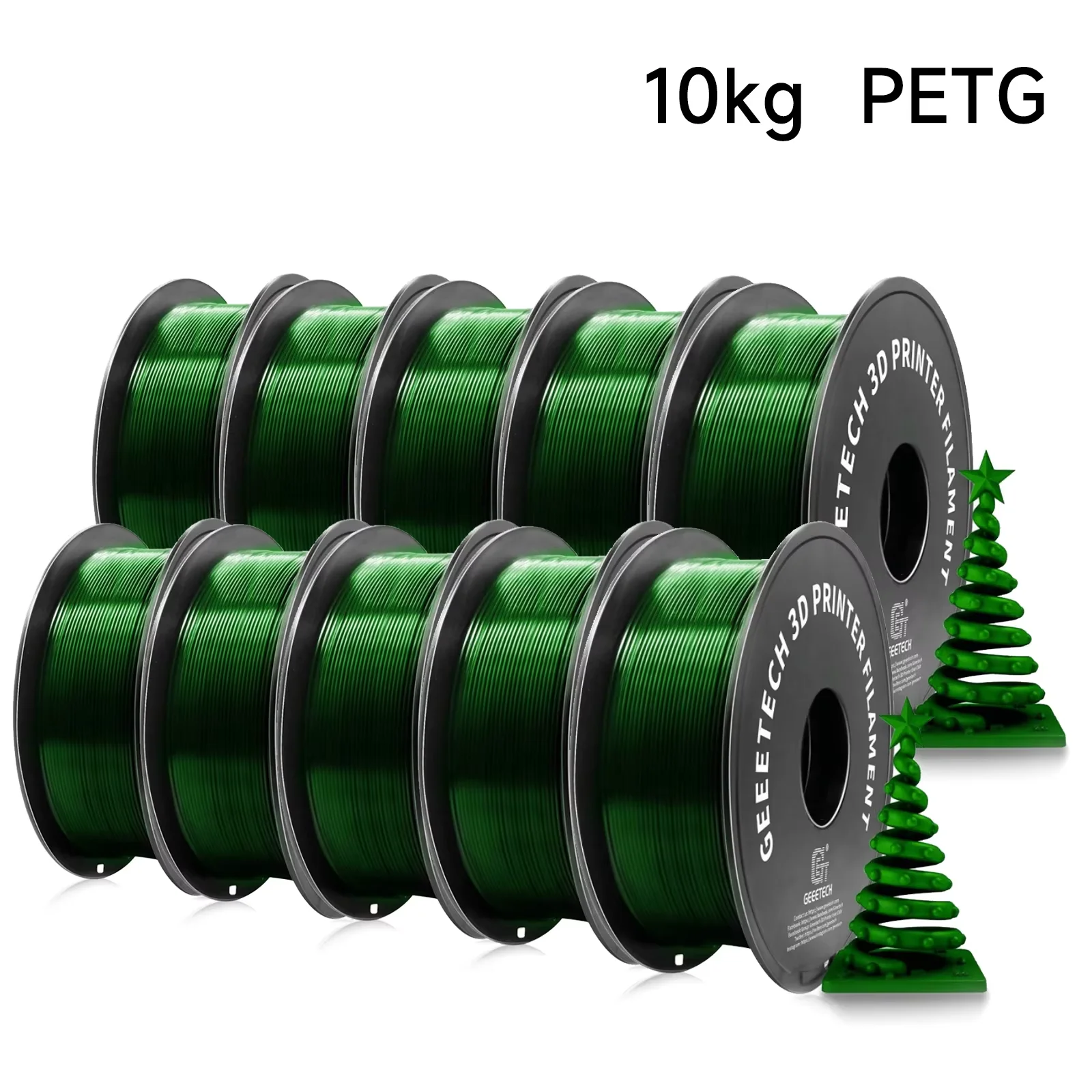 Geeetech PETG 10 Rollen Filament-3D-Druckdraht Vakuumverpackung 1 kg/Rolle 1,75 mm 100 % Filament für die meisten FDM-3D-Drucker