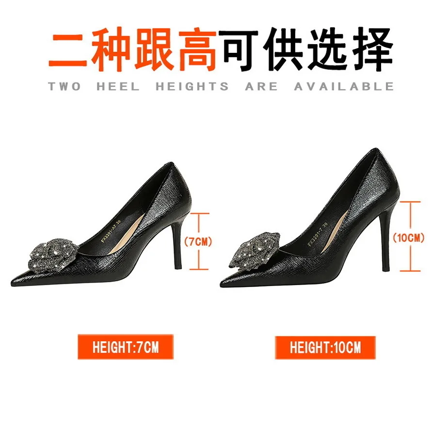 

Women Pumps Shoes Shallow Mouth Pointed Water Diamond Rose Single High Heels Women's Heeled туфли женские женская обувь Shoese