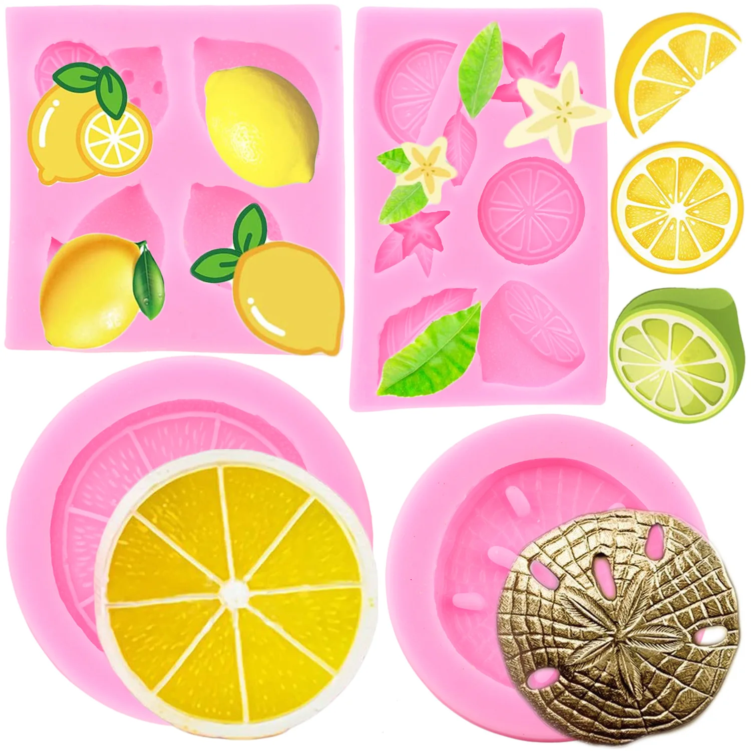 Lemon Slices Silicone Mold Lemon Fondant Molds Cake Decorating Tool Summer Fruit Flower Candy Resin Clay Mould Chocolate Moulds