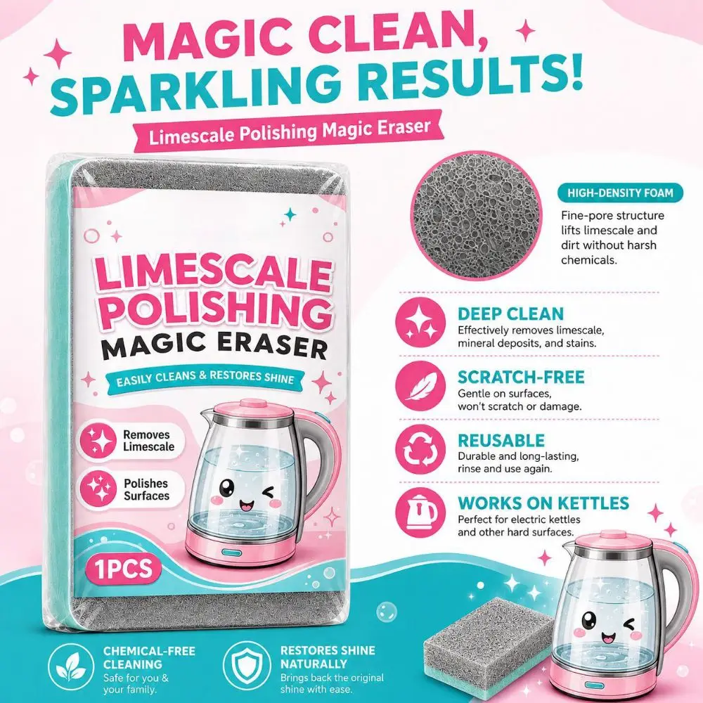 Scratch-Free Polishing Magic Eraser Non-Scratch Formula Gentle Care Kettle Cleaning Sponge Restores Shine Removes Limescale