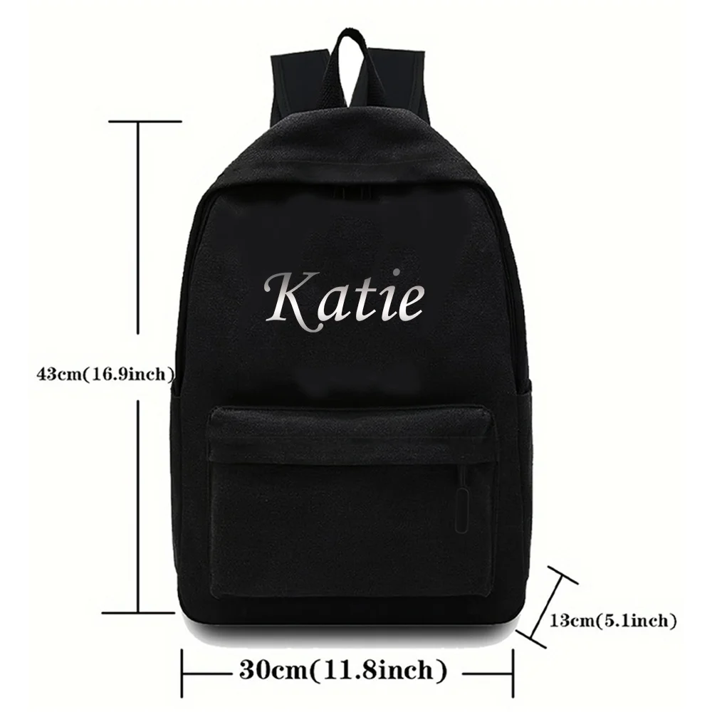 Customized Name Travel Schoolbag Casual Storage Bags Portable Shopping Rucksack Daily Hiking Vacation Pack Adjustable Bag Strap