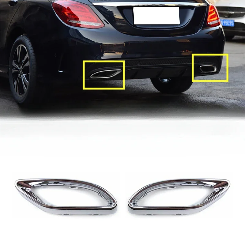 Rear Exhaust Pipe Chrome Trim Bezel for Mercedes-Benz W205 C260 C200 C180 W177 A180 A260 A200 15-20