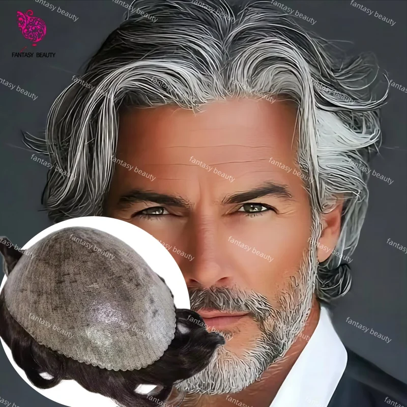 

Суперевропейский черно-серо-коричневый 1b65 # Мужские парики из 100% натуральных волос 1b80color, дышащие, с инжекционной технологией 0.1 мм, полностью из полиуретана, для мужчин с облысением