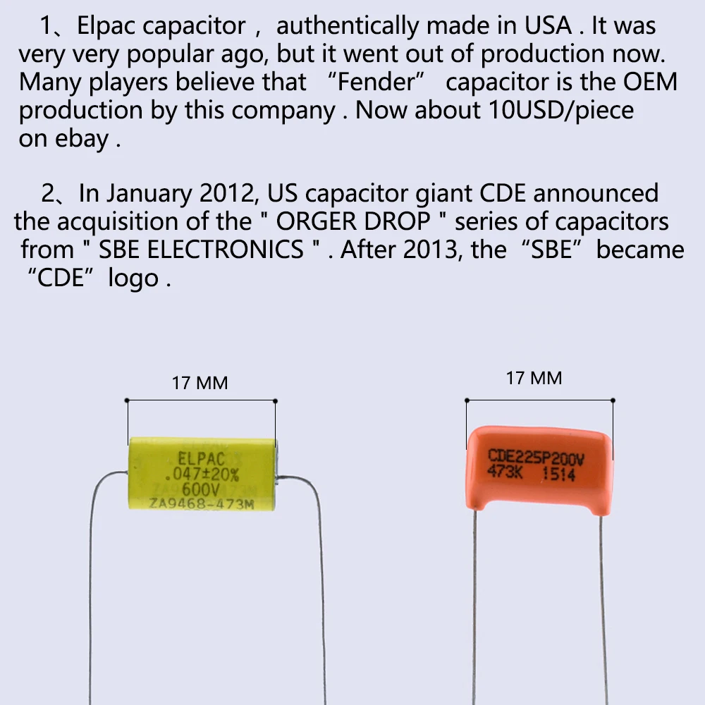 1 Piece Original Elpac/CDE/SBE 225P 473K 0.047UF Vintage Orange Tone Cap (Capacitor)  For Electric Guitar - Made in USA