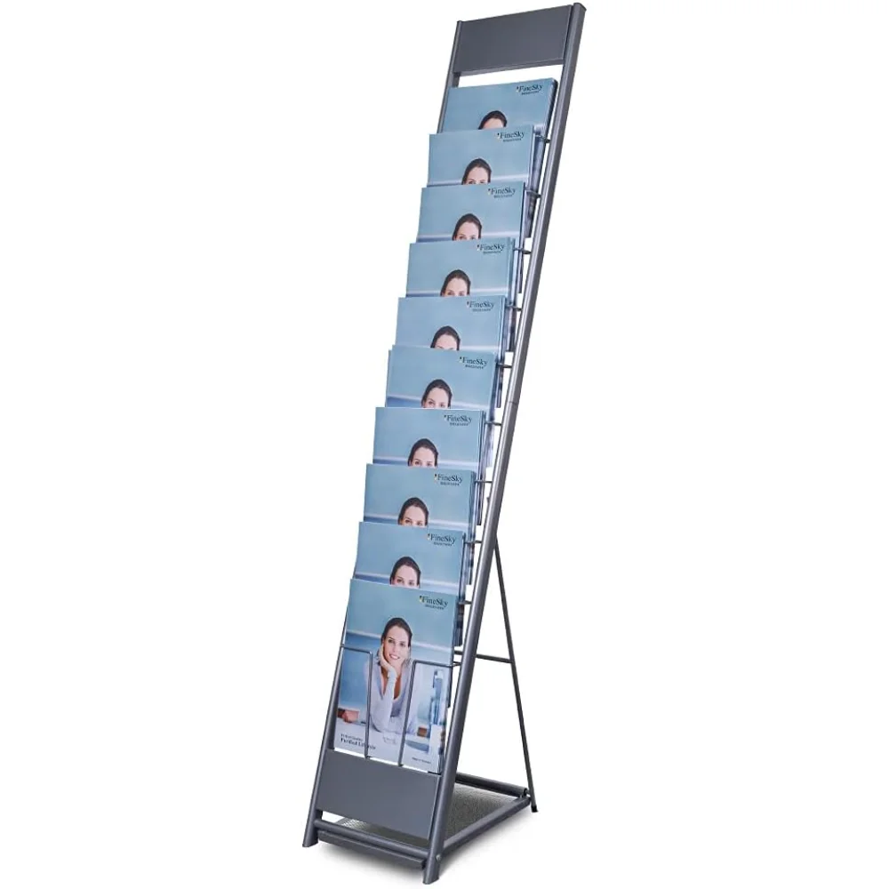 

10-Layer Magazine Rack - 8.6"x11" Display for, Product Introductions & Public Reception Areas (A4 Width), Magazine Racks