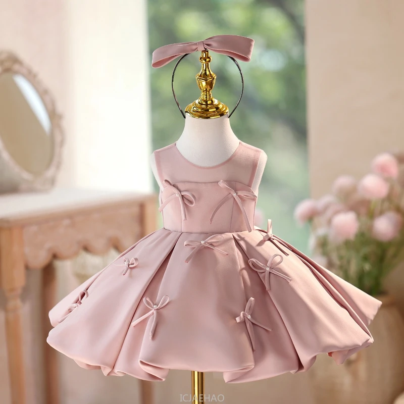 Party Dress Girls Birthday New Princess Gown Kids Pageant Host Piano Recital Outfit Dresses Flower Girl Elegant Formal Occasion