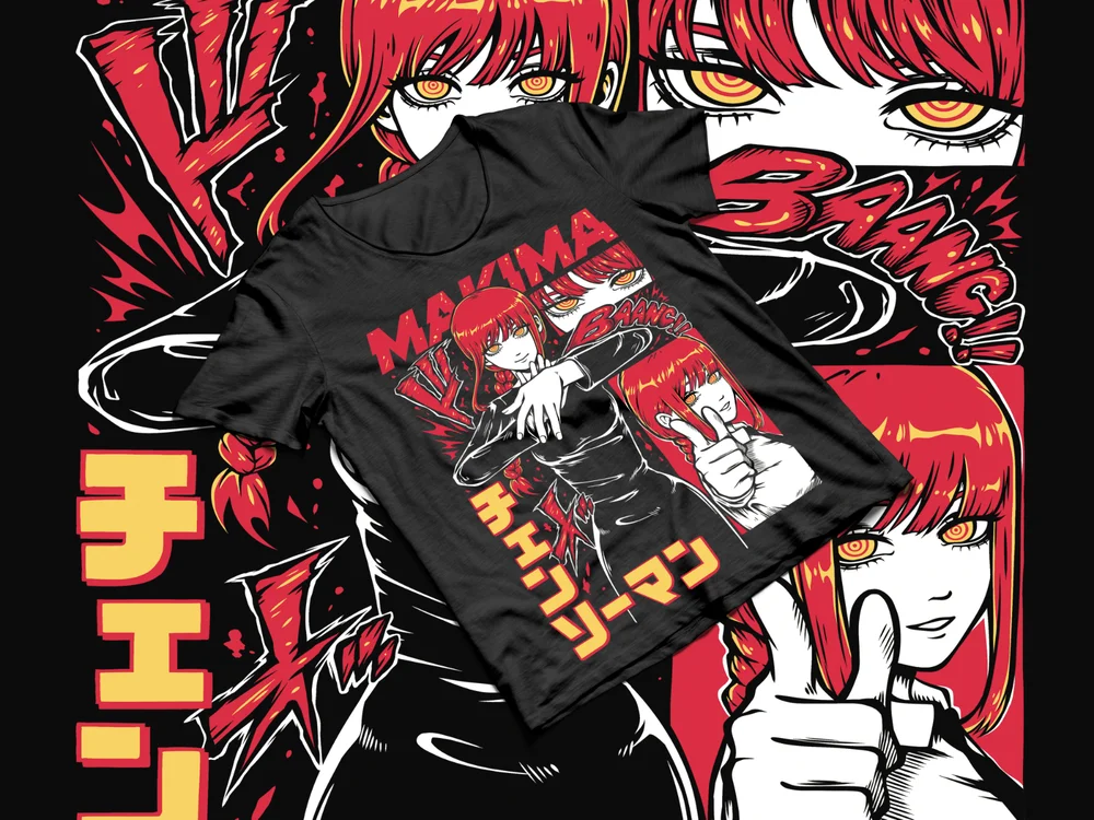 Denji & Makima Chainsaw Man T-Shirt PochitaAnime Manga Unisex T-Shirt All Size