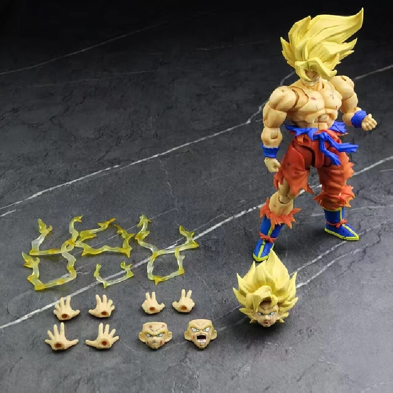 

N&T Dragon Ball SHF Super Saiyan Еженедельный цвет Goku Battle Ушколенная версия 3,0 Шарнирная фигурка из ПВХ Декоративное украшение