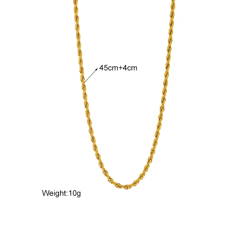 DIEYURO 316L Stainless Steel Gold Color Water Wave Chain Classic Vintage Simple Necklace for Women Party Decoration Jewelry