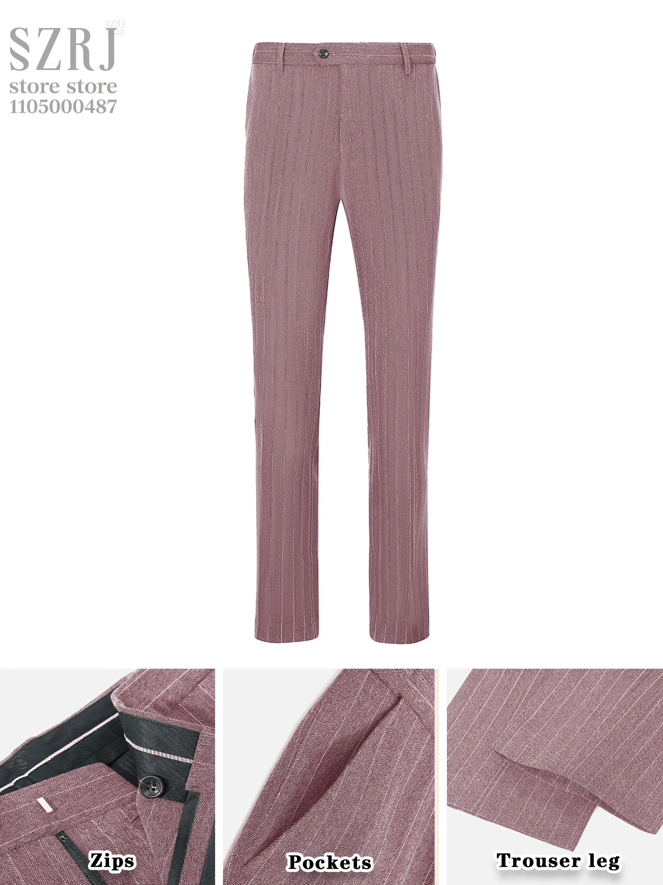 남성용 4피스 세로 줄무늬 정장 - 더블 버튼 재킷+조끼+바지+핑크 셔츠, 결혼식/비즈니스/일상복에 적합