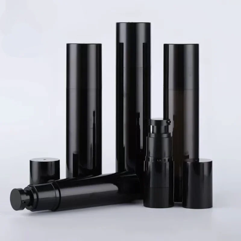 200pcs 15ml Plastic Spray Cosmetic Bottle Travel Liquid Bottles black Airless Pump Vacuum Container