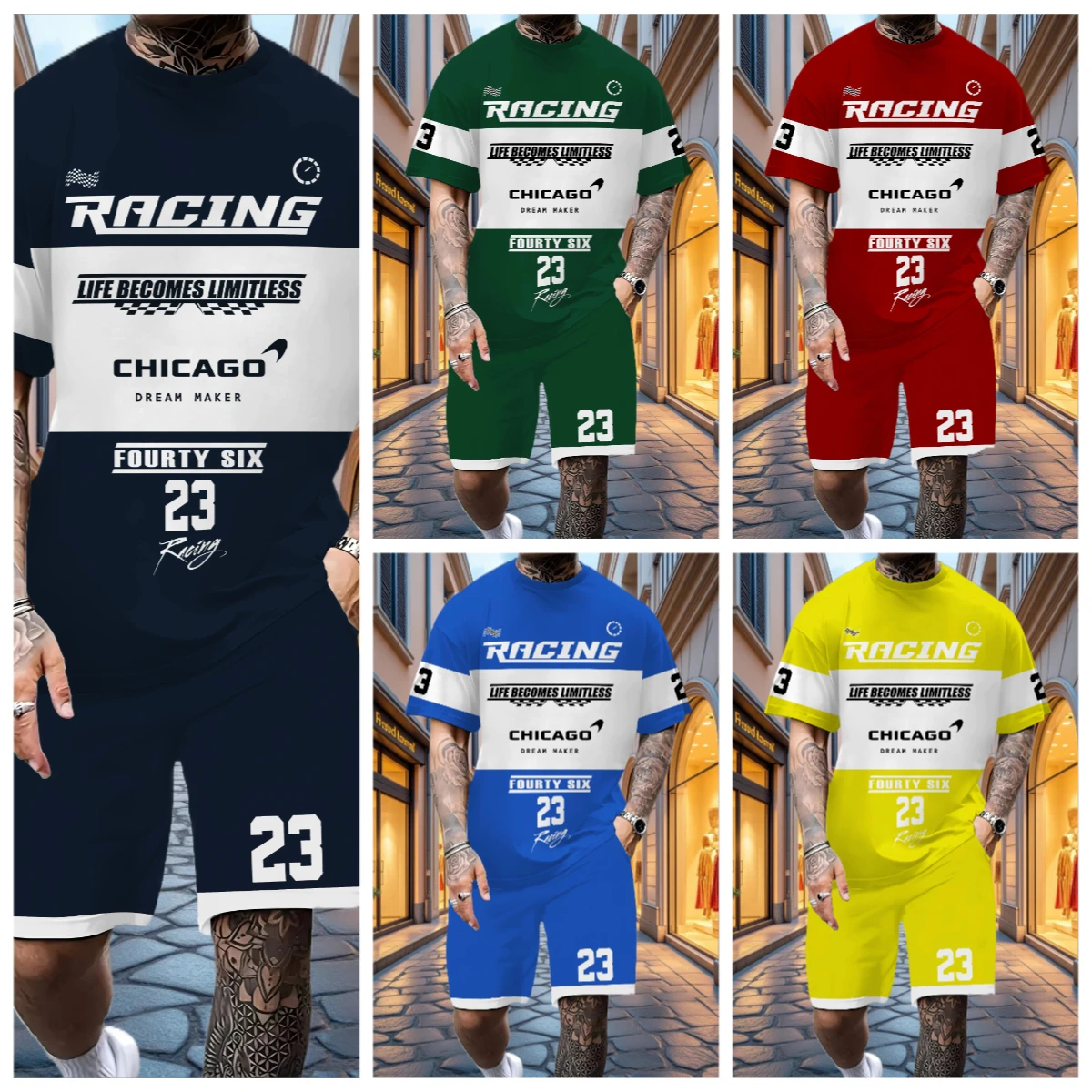

Summer New Men's Tracksuit Luxury Printed T-shirt+Shorts Set Sport Outfit Jogging Suit Outdoor Streetwear Oversized Men Clothes