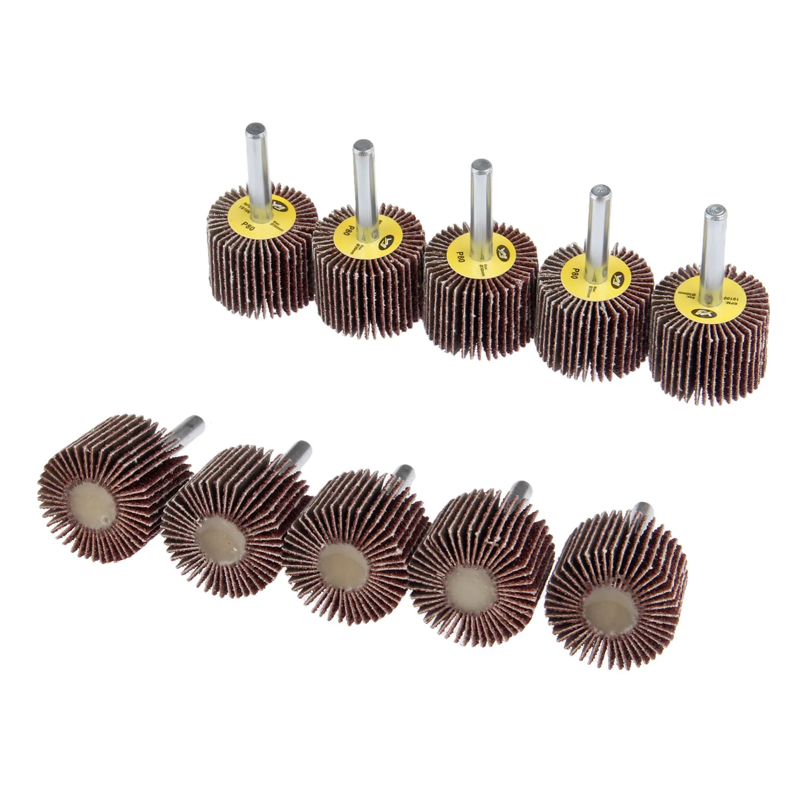 อุปกรณ์เสริมเครื่องมือโรตารี่ขนาดก้าน 6 มม. ชุด 10 ชิ้น ล้อขัดแบบพับได้ขนาด 30 มม. ความละเอียด 80 กริต แผ่นขัดกระดาษทรายสำหรับเครื่องเจียรขนาดเล็ก ล้อขัดเงา