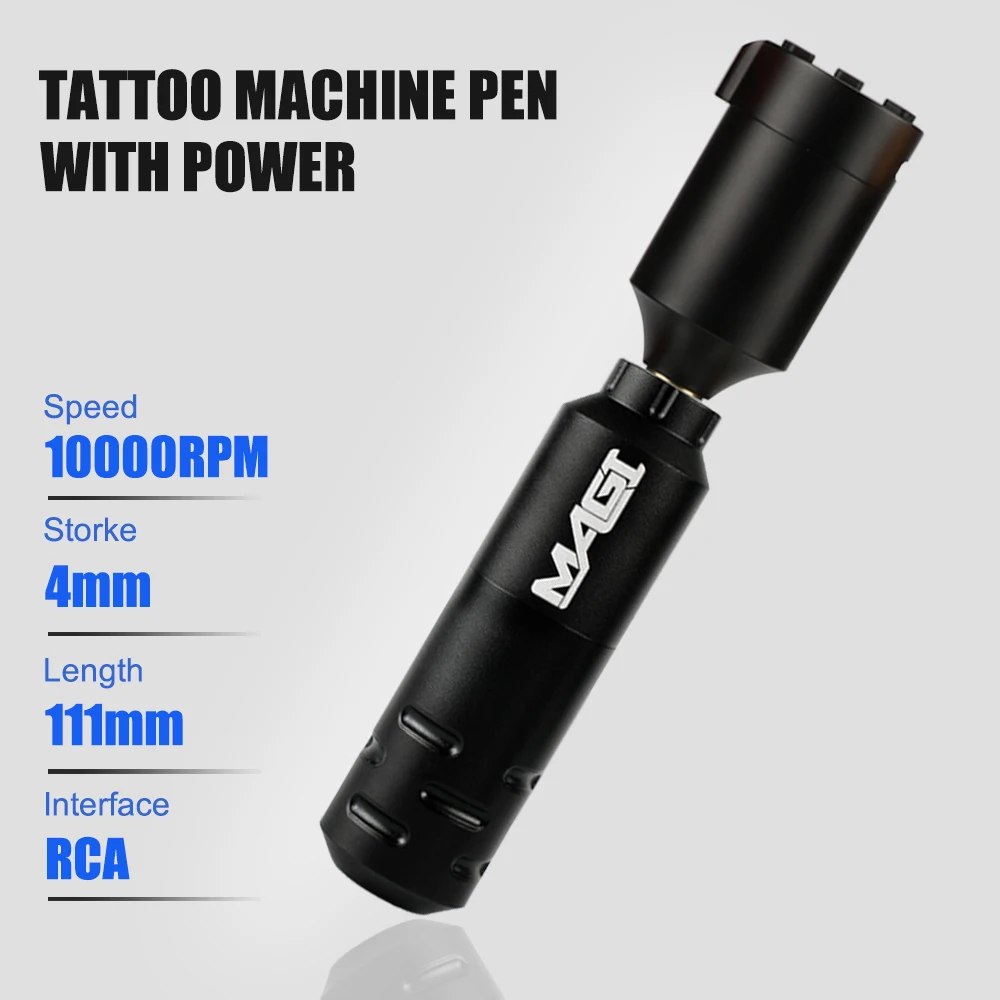 Tattoo Machine Kit 10000rpm 4.0mm Stroke Rotary Pen Set RCA Interface 1500mHa Wireless Tattoo Power Supply Permanent Makeup Tool