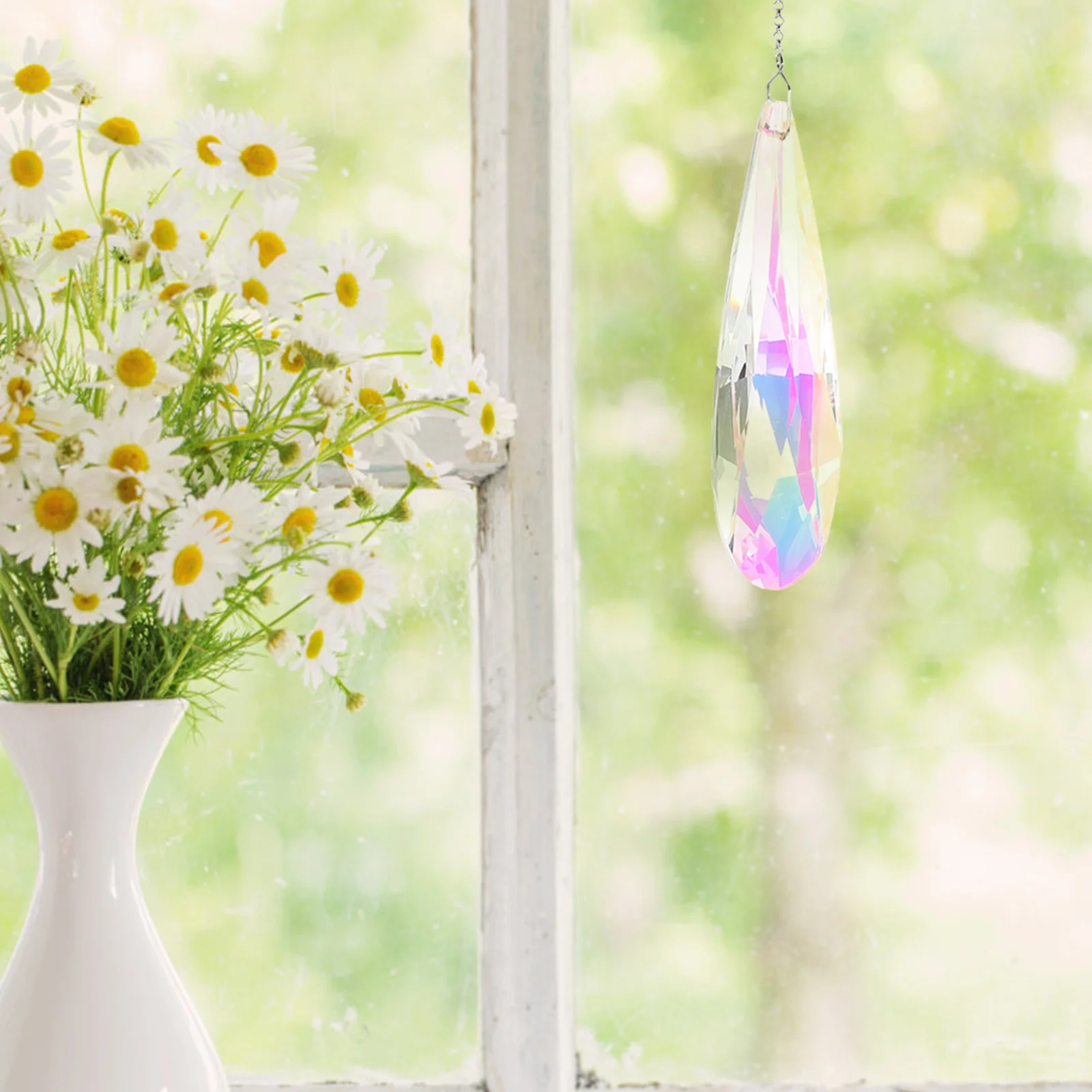 

2Pcs Crystal Wind Chime Pendant Sun Catcher White Garden Home Decor Hanging nament Dazzling Effect Elegant Design