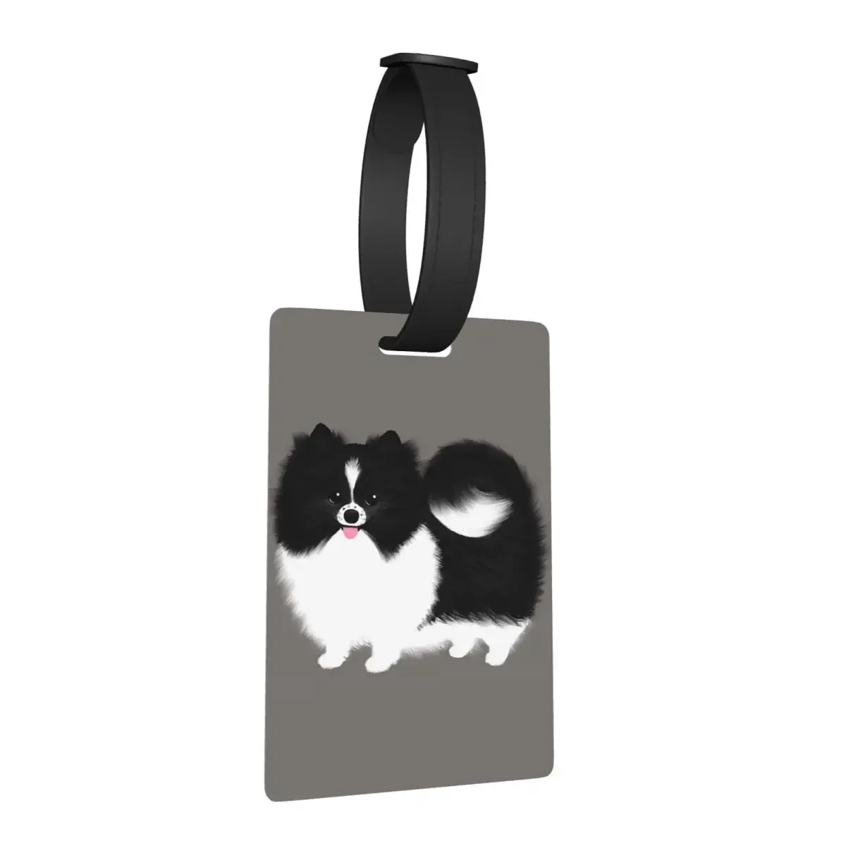 

Black And White Parti Pomeranian Fluffy Dog Luggage Tags Suitcase Fashion Baggage Boarding Tag Label Holder ID Name Address