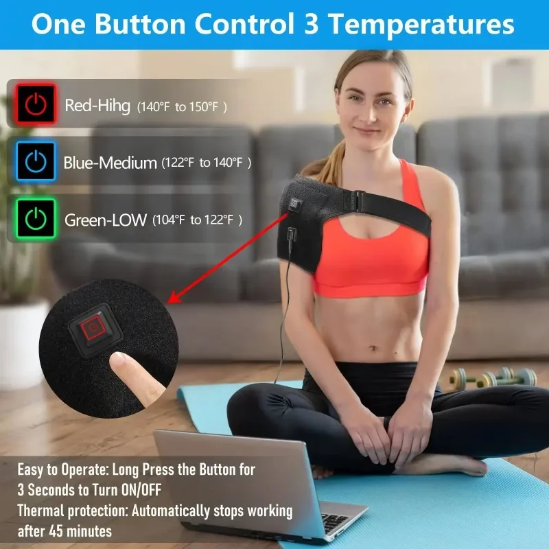 

Shoulder Heating Pad Heated Wrap - 3 Heat Levels Heating Pad for Shoulder Pain for Men Women Frozen Shoulder Pain Relief