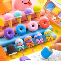 4 Pieces Per Set Cute Donut Dessert Eraser Simulation Dessert Shape ThreeDimensional Detachable Student Learning Stationery