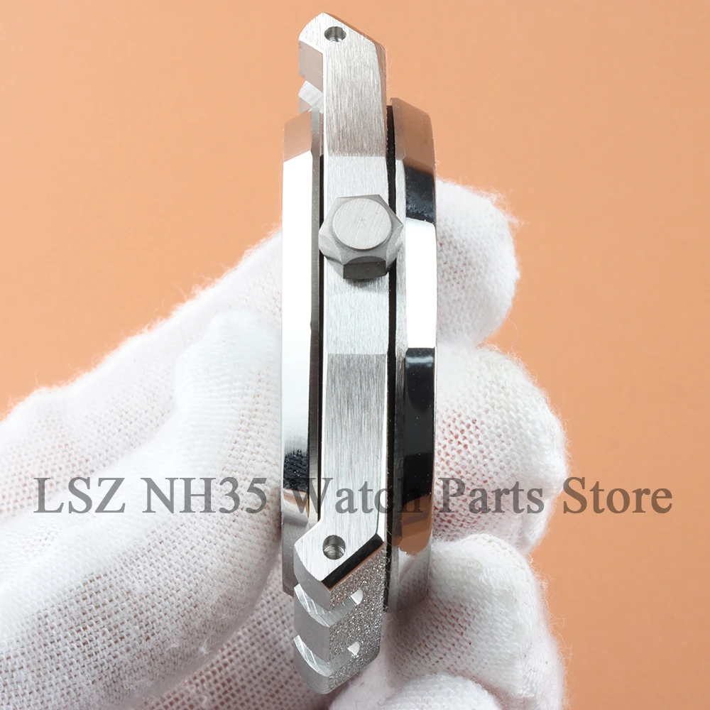 Cassa per orologio stile stella sabbia da 41 mm con bracciale solido Parti di orologi in oro rosa adatte al movimento Royal Oak NH35 NH36 Vetro zaffiro