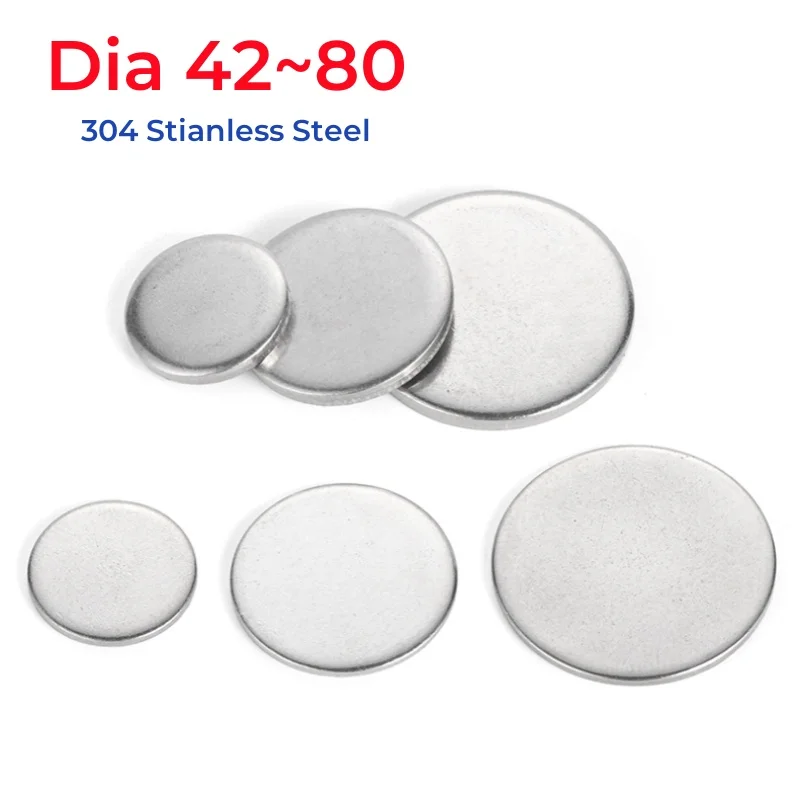 Durchmesser 42 ~ 80 mm, 304 Edelstahl-Rundplatte, solide runde Scheibe, flache Dichtung, rundes Metall
