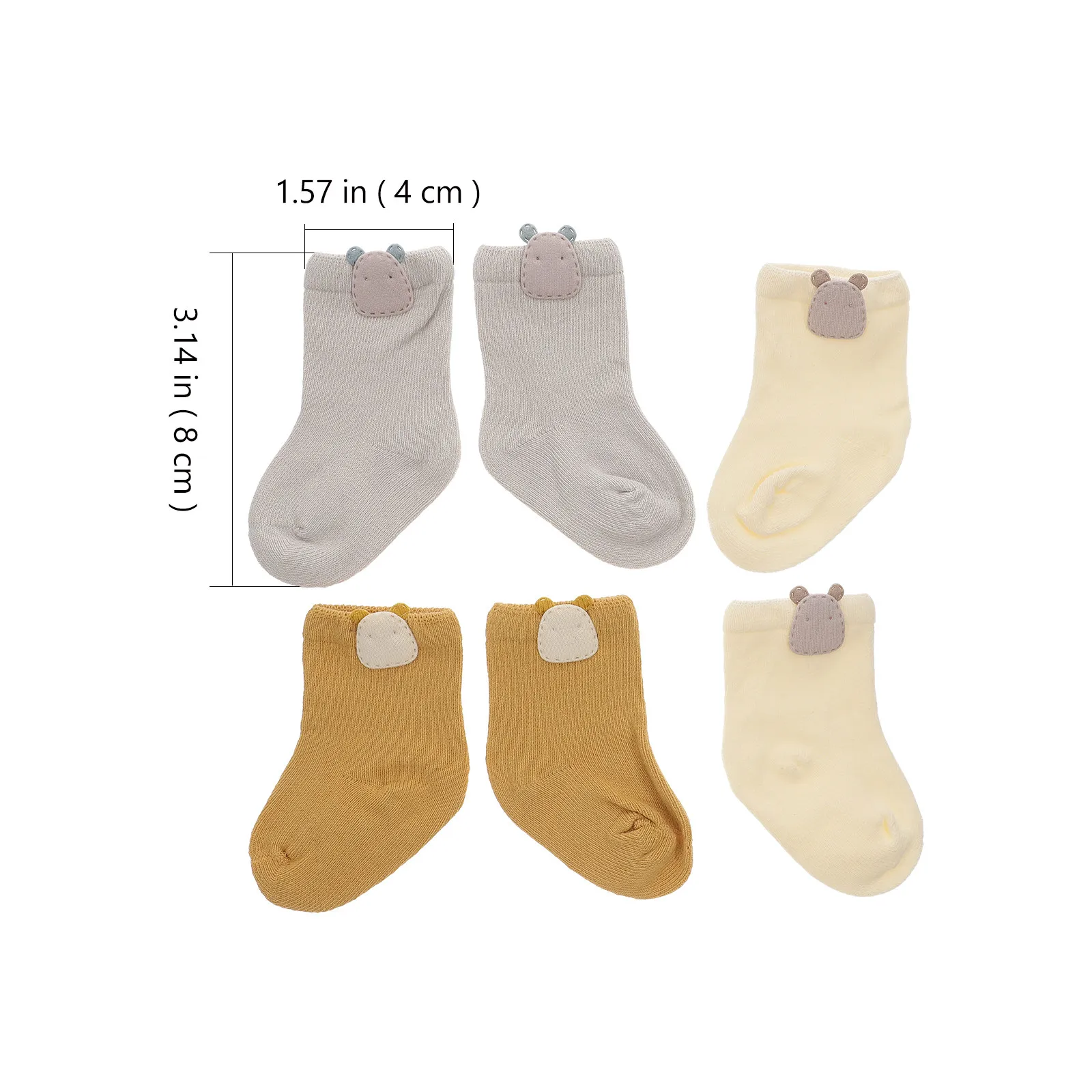 3Pair Baby Socks Cotton Cartoon Patterns Soft Breathable Non Slip Kids Socks Spring Autumn Stockings Size Xs 0-6 Months