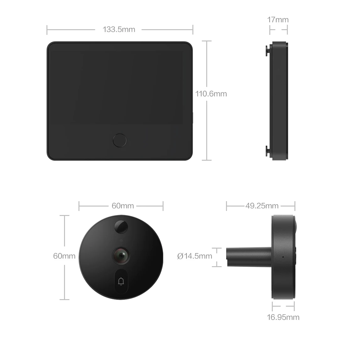 Imagem -06 - Xiaomi Smart Cat Eye 1s Vídeo Campainha da Porta Espelho Câmera Ips Tela de Visão Noturna Infravermelha ai Reconhecimento Facial Anti-roubo Novo