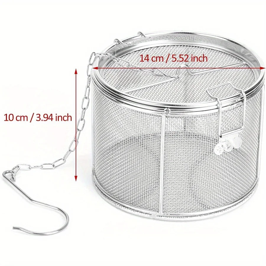 Round hole 304 Stainless Steel Seasoning Bag Gravy Soup Taste Spice Box Basket Brine Hot Pot Slag Separation Colander Strainers