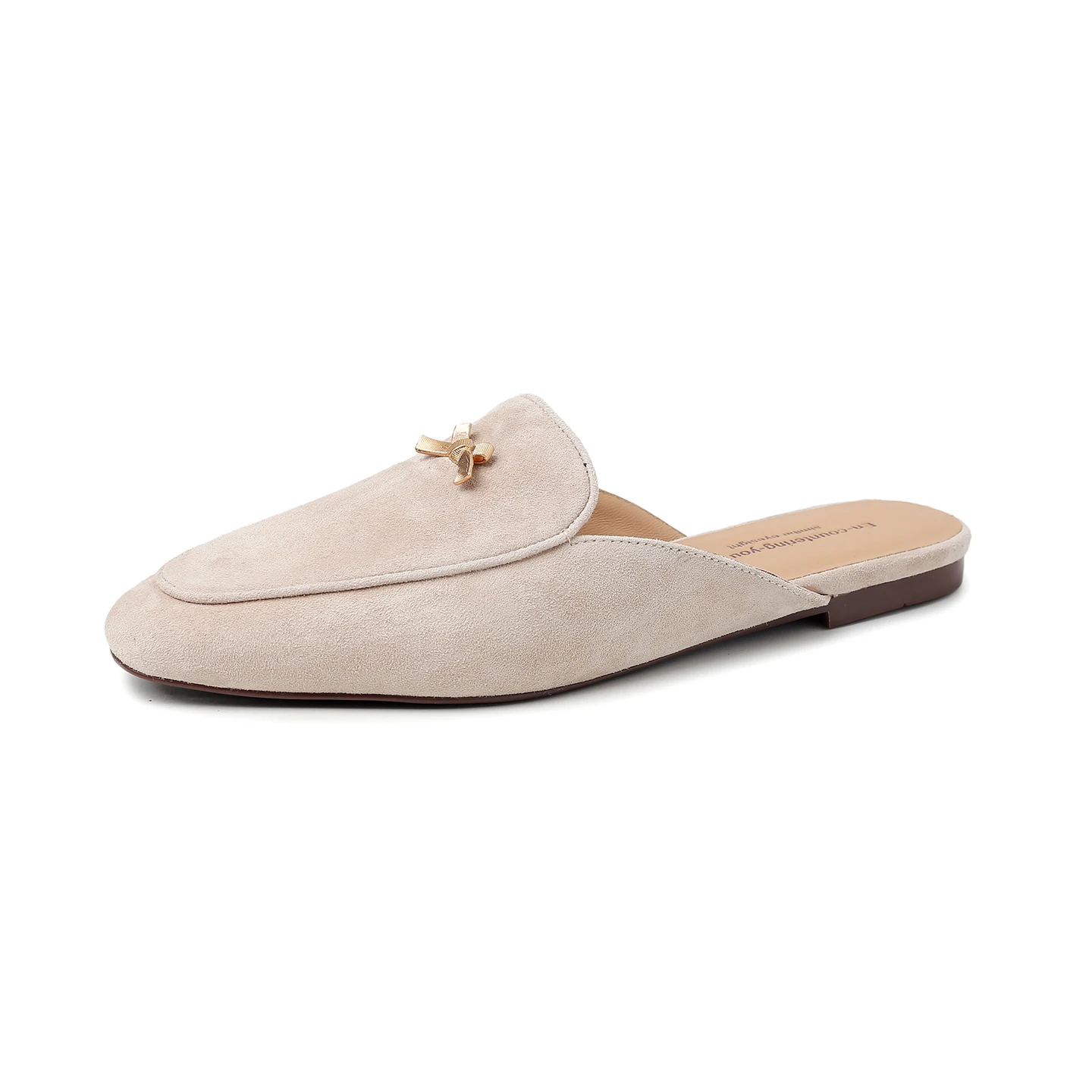New Genuine Leather Sheepskin Suede Women Mules, Square Toe Slip-on Women Slippers,Fashion Flats Women Shoes 4