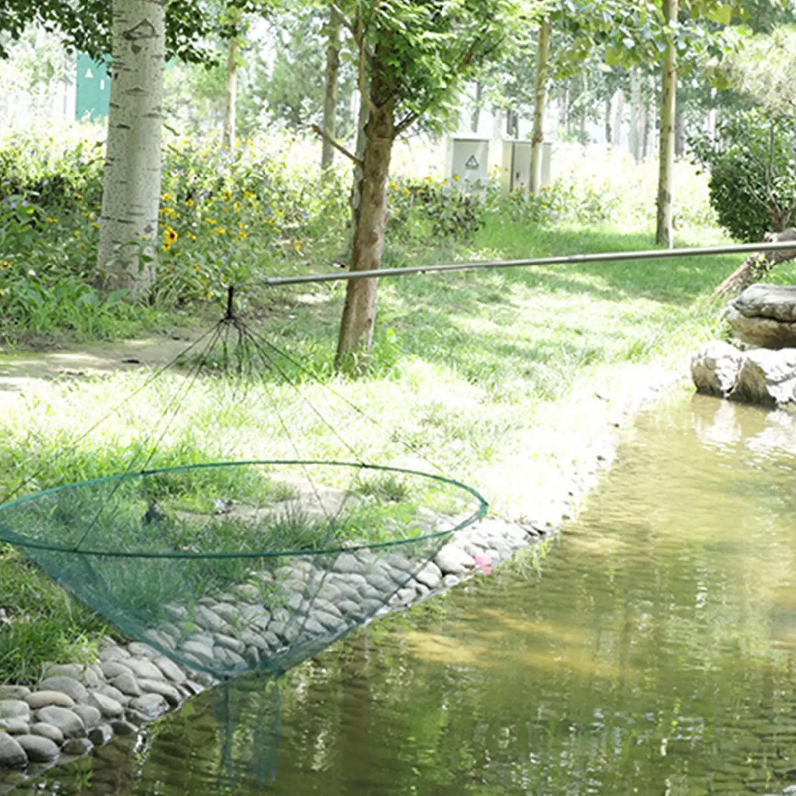 Weichstahl-Rundnetz zum Angeln, großes rundes Handnetz im Brückenstil, robustes Fangnetz, verschleißfestes Fischfanggerät – Detail 5