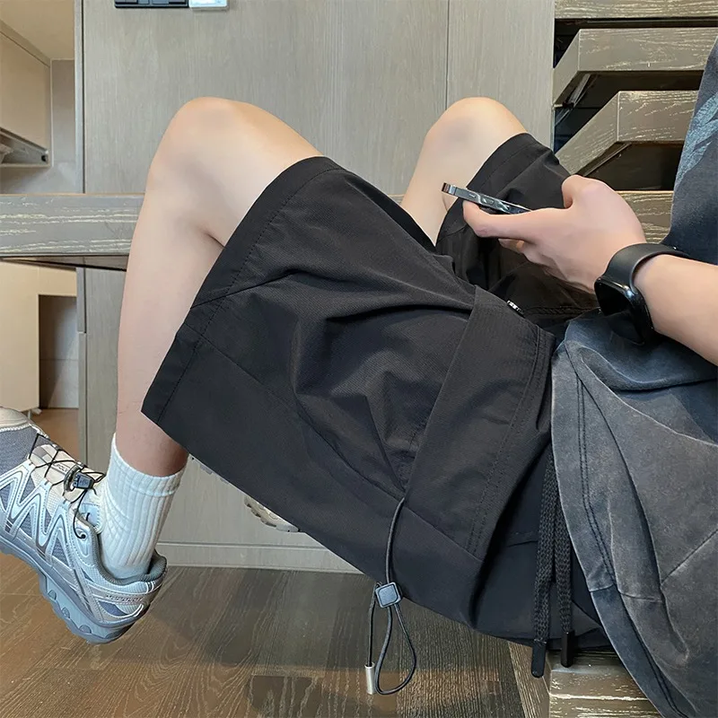 Loose large pocket five quarter pants versatile thin mid length pants workwear shorts men's summer new style