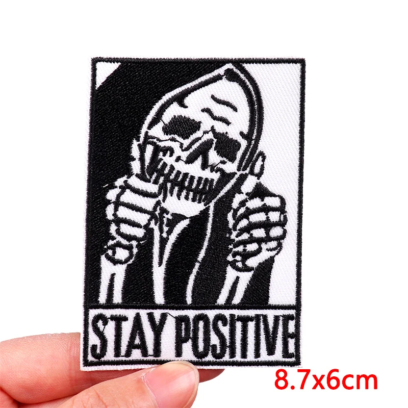 Horror Skull Embroidery Patch Iron On Patches For Clothing thermoadhesive Patches On Clothes Punk Ironing Stickers Patches DIY