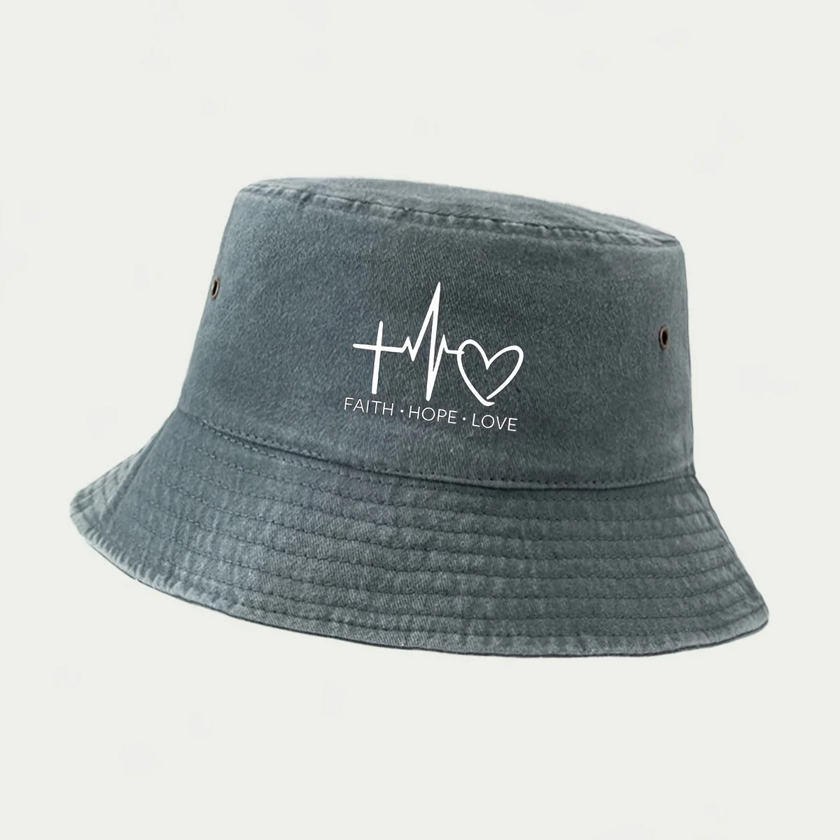 Faith Hope Love Printed Bucket Hat, American-style Fresh Forest-inspired Casual Fishing Hat, Easy to Clean, Comfortable, Breatha