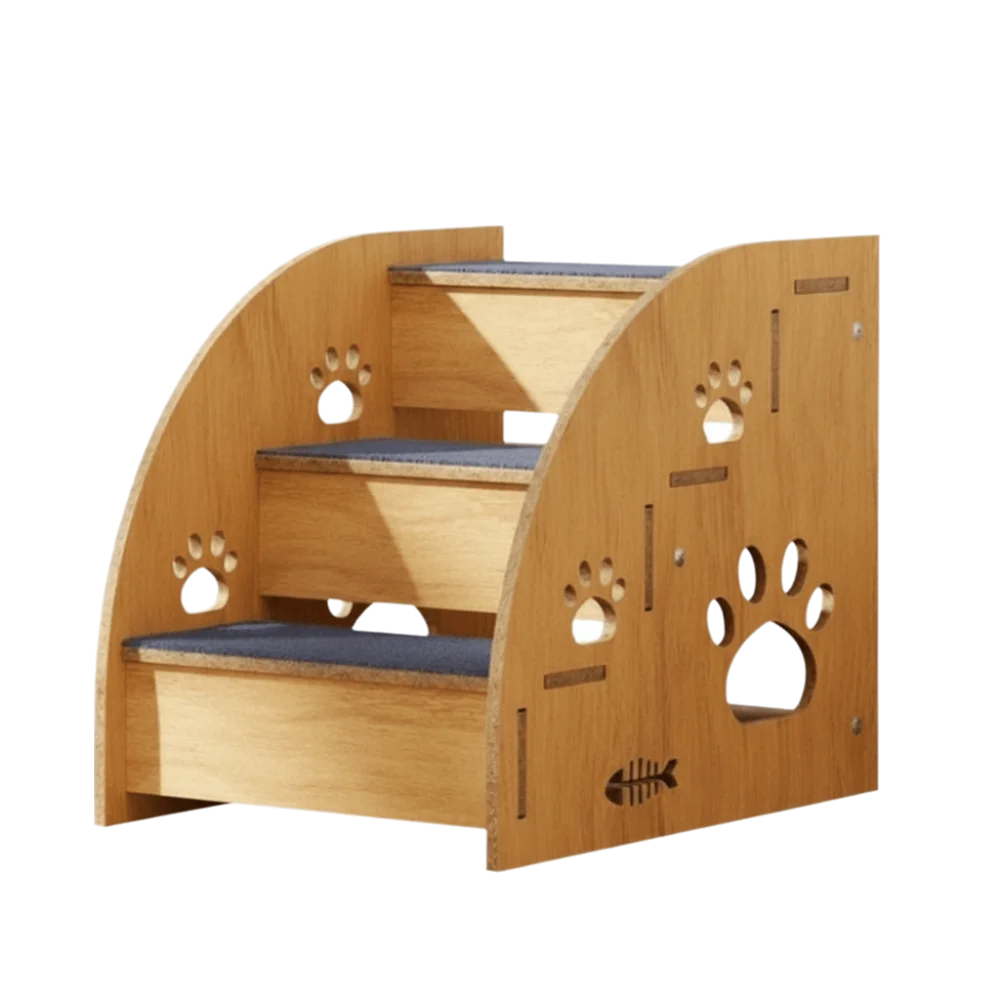 

Non-Slip Wooden Dog Stairs Safety Railing Sturdy Pet Steps Wear-Resistant Removable Pet Climbing Ladder Helping Climb