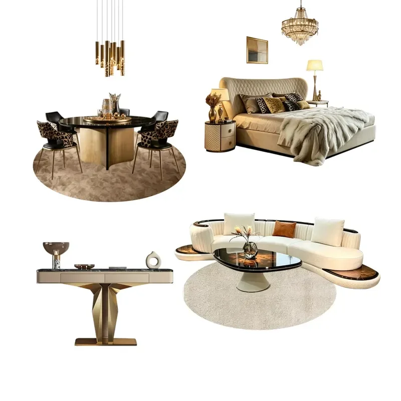 High-end custom PU leather sofa set light luxury villa living room furniture home hotel one-stop service