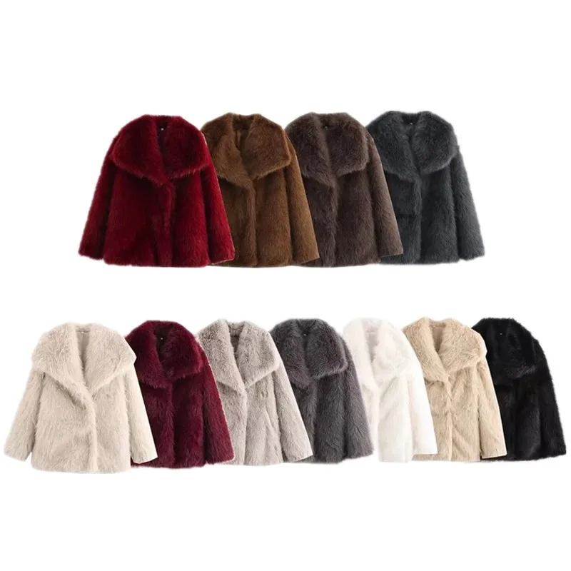 แฟชั่นเสื่อขนสัตว์เทียมเสื้อโค้ทฤดูหนาวมาใหม่ล่าสุดเสื้อผ้าผู้หญิงลำลองอเนกประสงค์หลวมพอดีเสื้อแจ๊กเก็ต