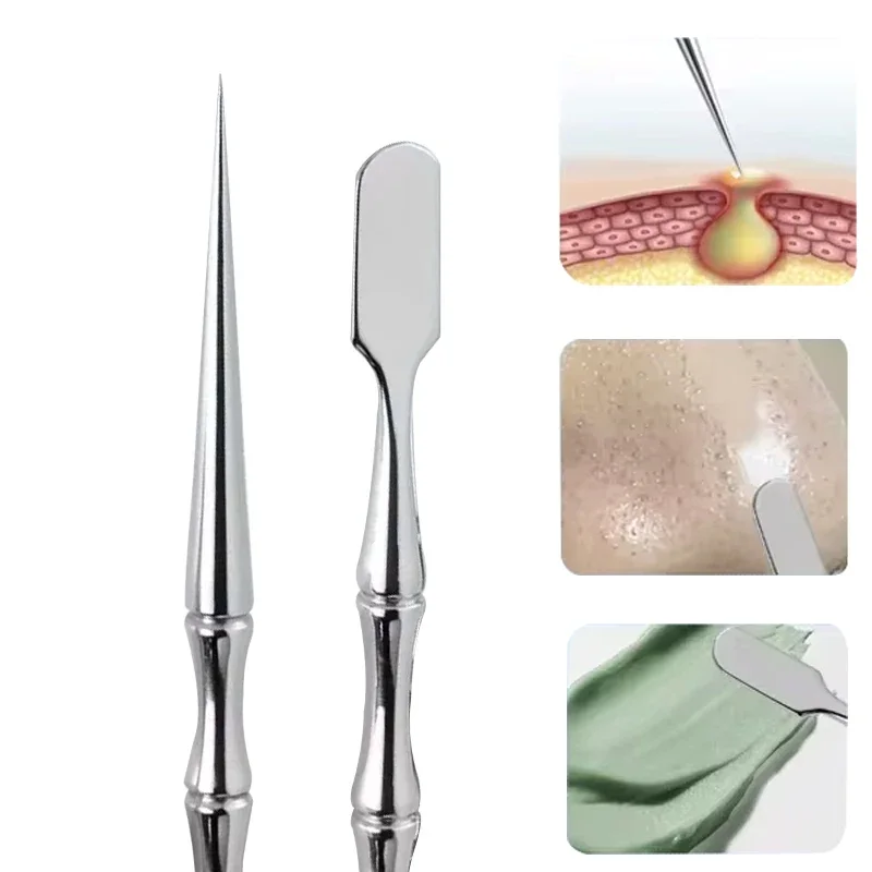 1/2pcs Blackhead Remover Pimple Popper Tool Acne Needle Removing Treatment Whitehead Popping Zit Nose Face Blemish Extractor