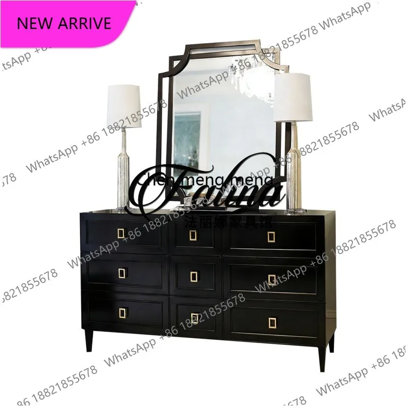 M183 American retro solid wood chest cabinet light luxury French large capacity locker drawer locker
