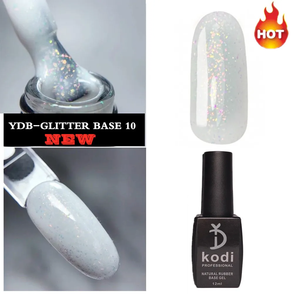 

YD KODI PROFESSIONAL 12ML Base Gel 2 in 1 Glitter Base Gel Nail Polish Base Coat UV Gel Nail Polish White Color Nail Base Gel