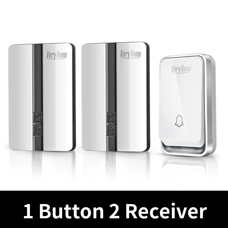 Draadloze Deurbel Waterdicht Self-Powered Knop Smart Deurbel Sets Home Welkom Outdoor Huis Chimes Eu Au Us Plug ontvanger