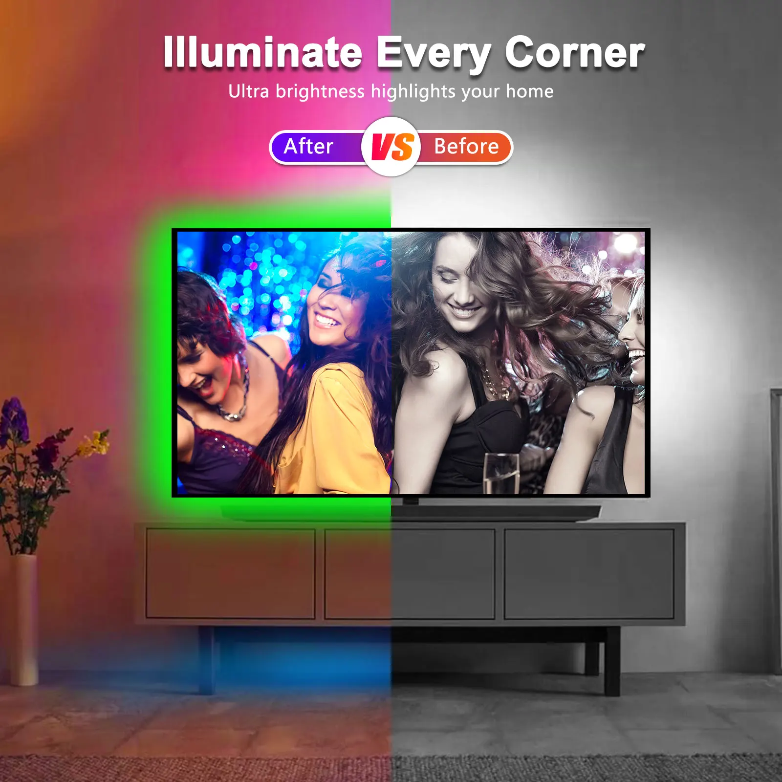 Listwy RGB LED światła 5050 Bluetooth sterowanie przez WIFI Fita 16Ft-98.4 stóp dla TV komputer sypialnia przyjęcie świąteczne obsługuje Alexa Google