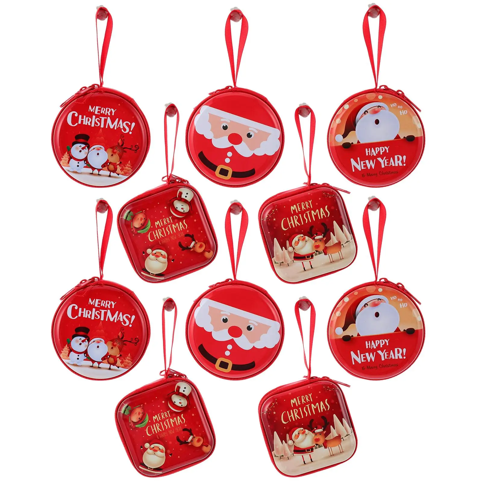 

10pcs Creative Mini Zipper Coin Purses Christmas Change Purses Random Pattern