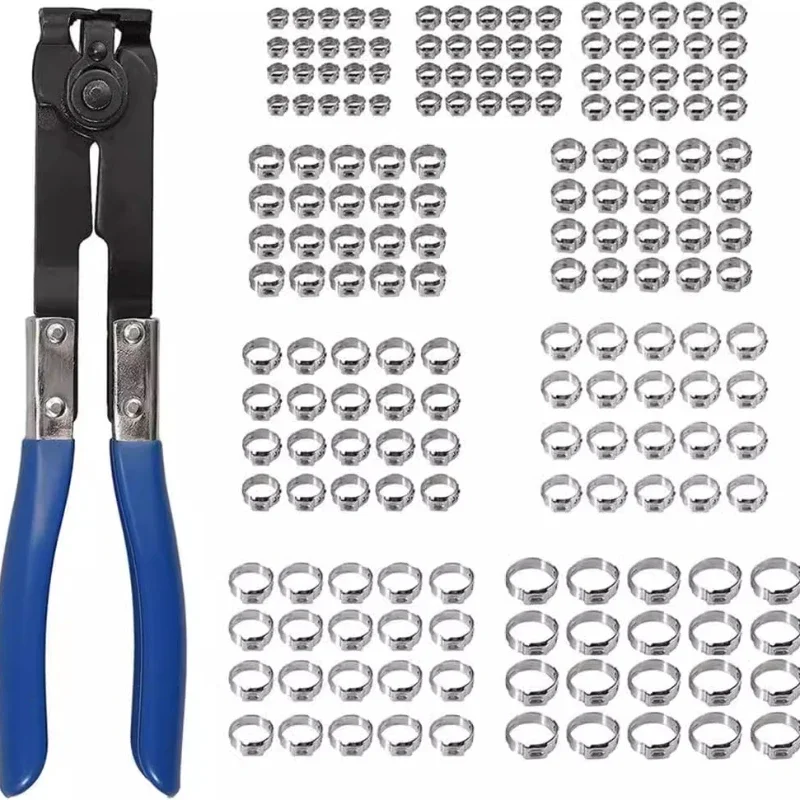 

181 304 Stainless Steel Hose Clamp Single Ear Throat Hoop Pipe Clamp Fixing Buckle with Water Pipe Clamp Pliers Set