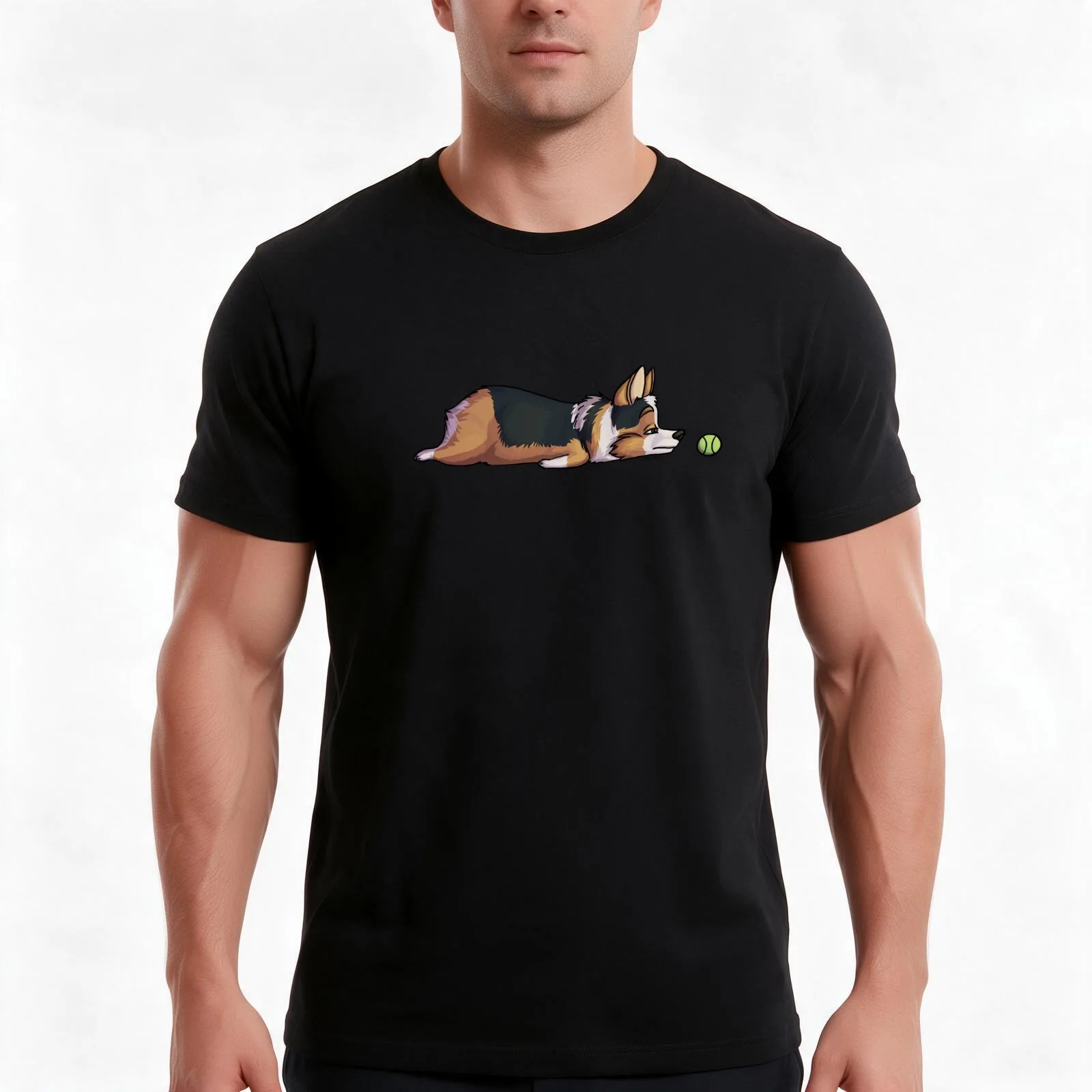 Lazy Sploot Redhead Tricolor Corgi T-Shirt Summer Casual Cotton Tee Oversized Streetwear Tops Vintage Graphic Print