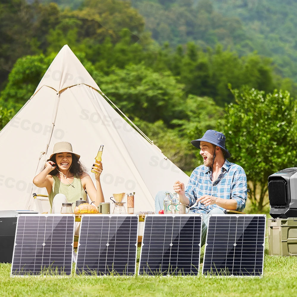 SOECOPO 1200W Portable Solar Panel Kit with 4*300W Solar Panels Free 100A Controller Dual USB 5V Ideal for Camping Charge Phone