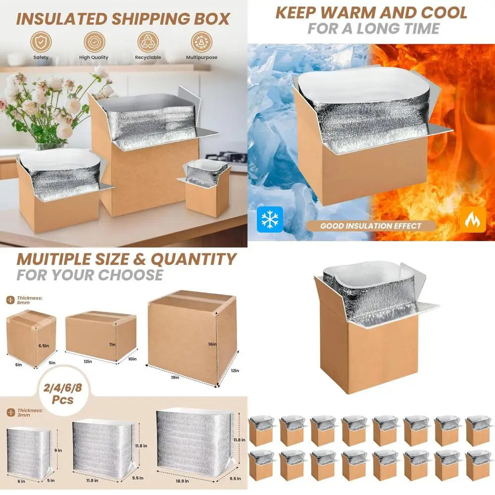 

Reusable Insulated Shipping Boxes with Foil Liners, 6x5x9 Inches, Ideal for Frozen Items