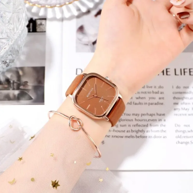 Student Men Women Quartz Watch Frosted Leather Belt Korean Simple Square Dial Wristwatch Reloj Mujer Women Watches Dropshipping