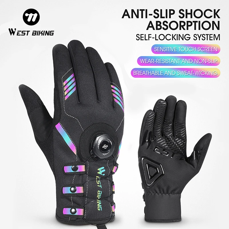

WEST BIKING мотоциклетные перчатки с сенсорным экраном, противоскользящие амортизирующие самоблокирующиеся перчатки, дышащие велосипедные перчатки, оборудование