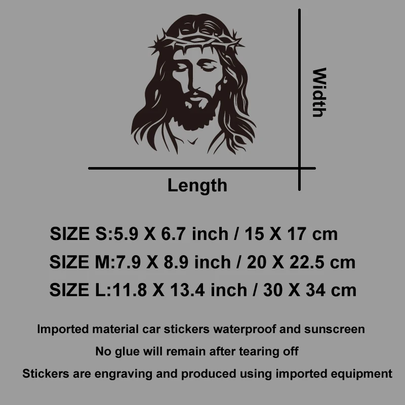Jesus Christ With Crown Of Thorns Car Decal Christian Religious Vinyl Sticker For Auto Window Truck SUV Exterior Decor