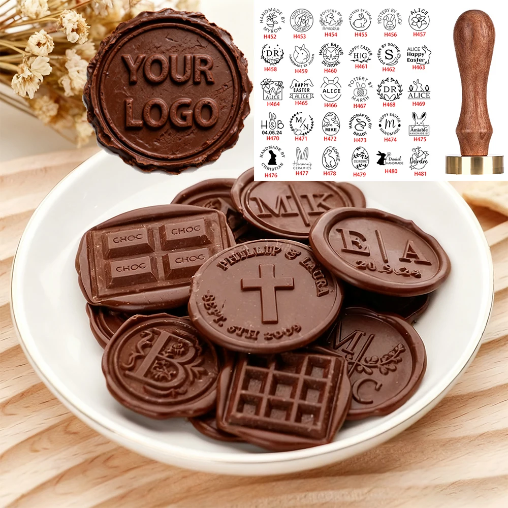 

Chocolate Stamp Customization Personalized Logo Design Wax Seal for Cookies Wedding Birthday Easter Day Gift Food Grade Stamp