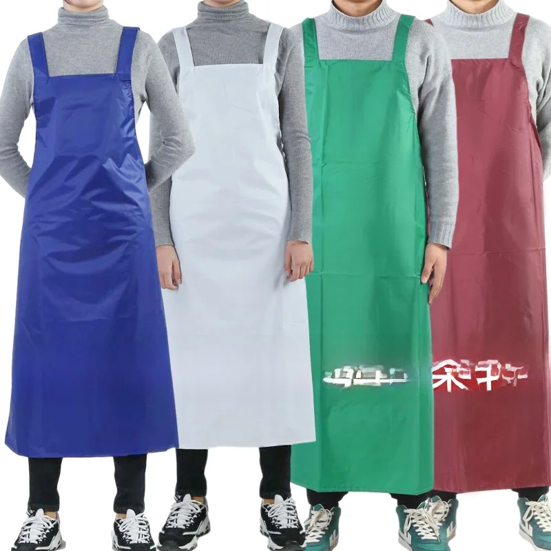 Thin Korean Style Double Shoulder Waterproof Kitchen Apron Workwear Oil Resistant Acid And Alkaline Resistant Long Household